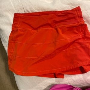 Carnation red lulu skirt. Normal length.